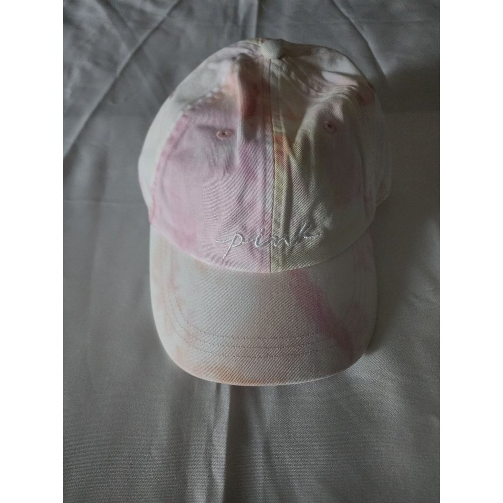 Victoria's Secret PINK White/Multi Tie Dye Baseball Hat One Size New With Tags - Picture 4 of 13